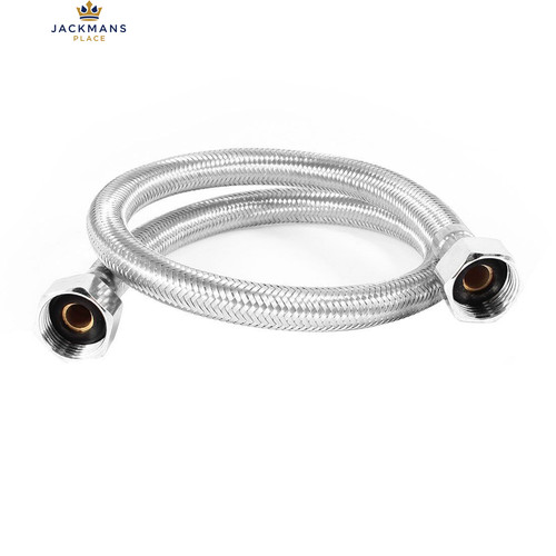 sourcing map Silver Tone Shower Water Heater Flexible Hose 60cm,