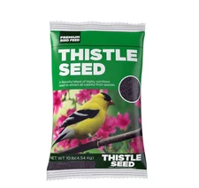 Premium Natural Black Thistle Nyjer Seed Wild Bird Food 10 Lb Bag, Brown,Bird