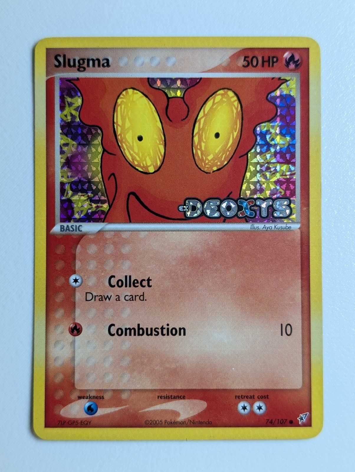 Damaged 2005 Pokemon EX Deoxys Slugma 74/107 Common Reverse Holo