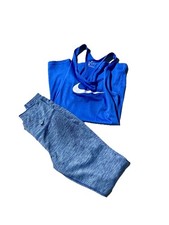 Nike Dri-Fit Women  s Blue Tank  Heather Leggings Activewear Set