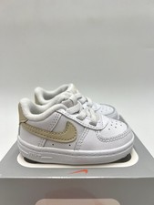 Nike Trainers Air Force 1 Uk1.5 Baby Cot Booties White Khaki Shoes Cute Leather