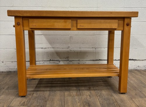 Le Gourmand Kitchen Island Butcher Block Table with Storage