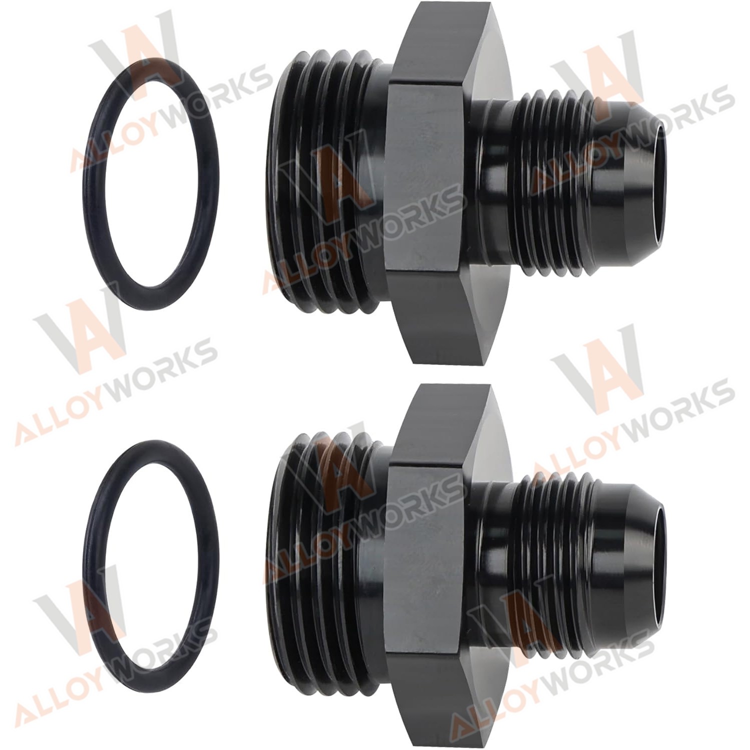 2pc 8AN Male Flare to 12AN ORB O-Ring Fuel Pump Rail Adapter Fitting in Aluminum