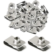 40 Packs 1/4" - 20 Stainless Steel Regular Extruded U Nuts U Style Clip-on Nu...