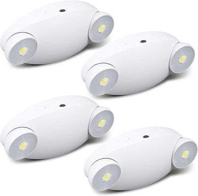 4 Pcs Emergency Lights for Business, with Battery Backup 2 Adjustable LED Head A