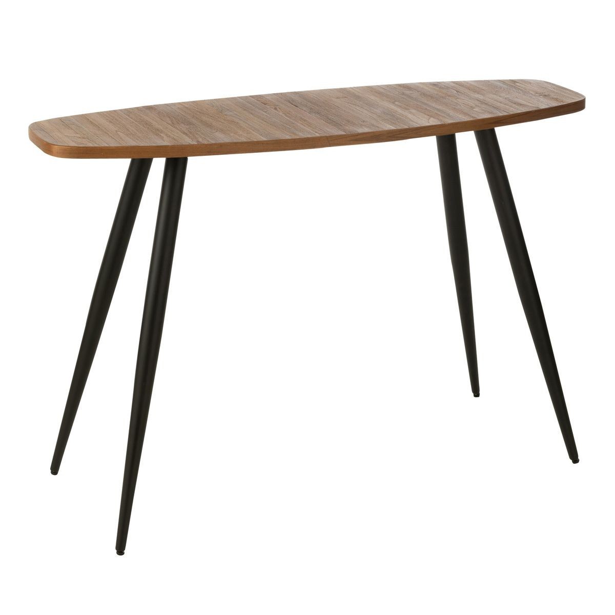 Console ovale en bois teck naturel 120cm meuble d entree scandinave