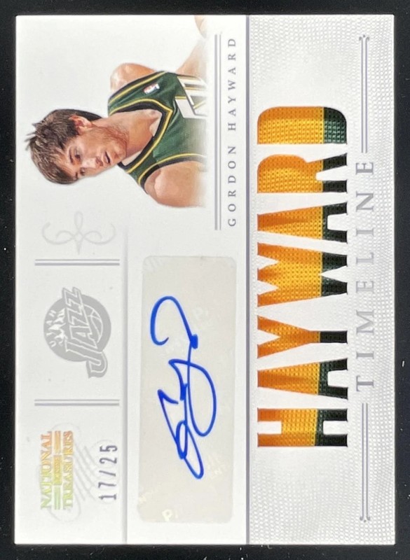2012 National Treasures Timeline Materials Names Prime Gordon Hayward Auto /25