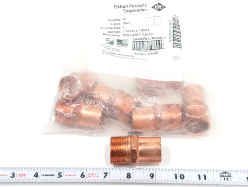 1x Male 1" NPT x 1" Street Adapter Copper Plumbing Solder Fitting Elkhart 30452