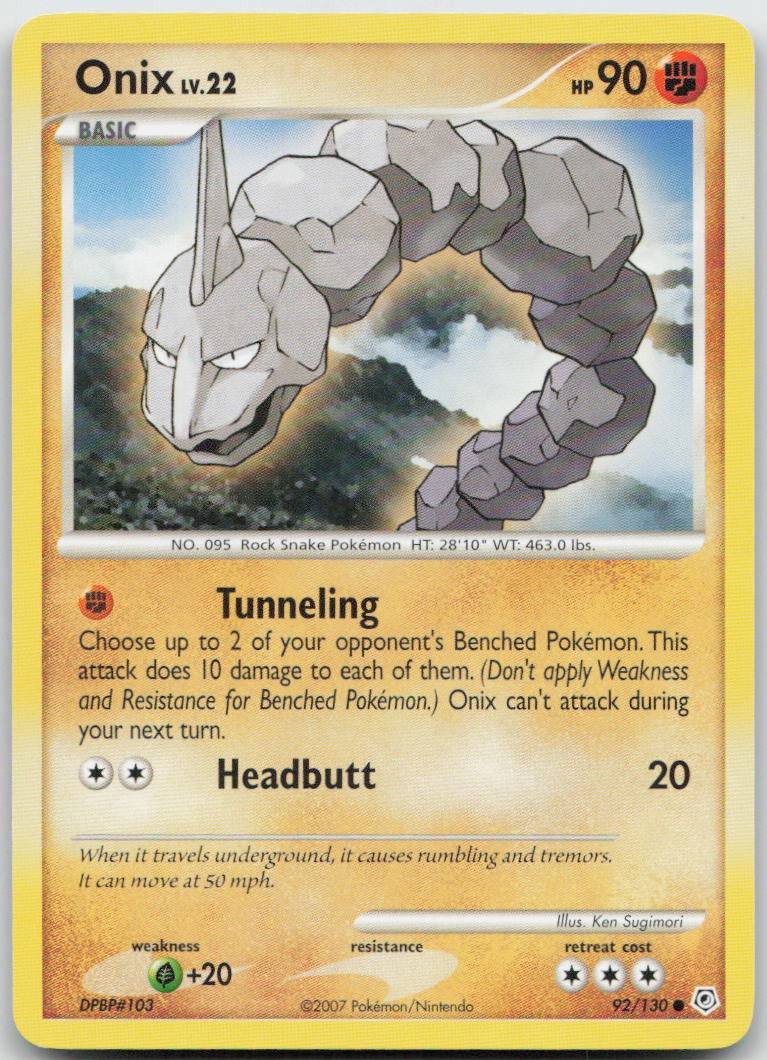 Onix 92/130 Common Diamond & Pearl Pokemon TCG LP