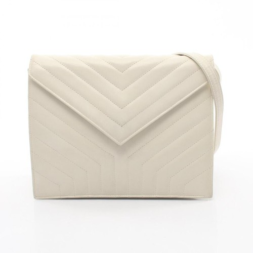 Yves Saint Laurent White Leather Shoulder Bag Women  Auth