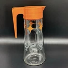 Vintage MCM TANG Anchor Hocking Orange Glass Juice Pitcher Carafe w/ Flip Lid
