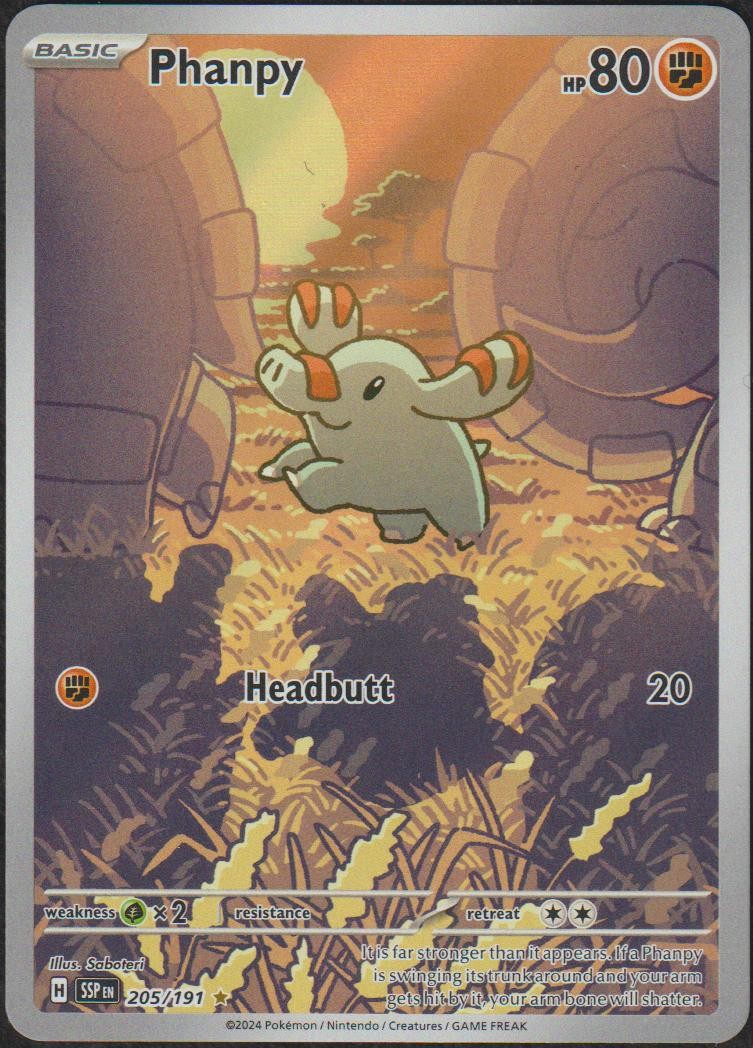 Phanpy 205/191 Illustration Rare Surging Sparks Pokemon Holo Lightly Played