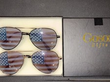 American Flag Aviator Sunglasses Gold and Silver Frame