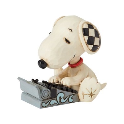Jim Shore Peanuts Snoopy Typing on a Typewriter Mini Figurine 6001298