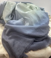 Chico Nwt Poly/Rayon Pashmina Gradient Blues Coloring Cozy Shaw Scarf 76" X 33"