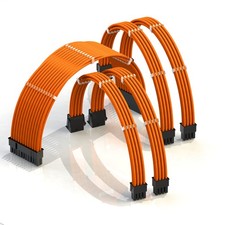 ATX 24-Pin PSU Extension Cable Braided Sleeved, 30cm, Orange