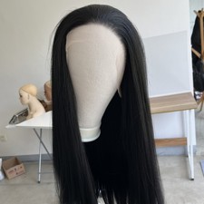 Natural Long Straight Synthetic Hair Heat Resistant Lace Front Wigs Off black