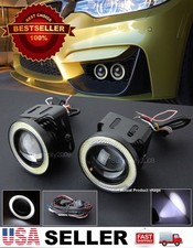 3 White Drl Cob Led Halo Ring Projector Fog Light Lamp W Wire For Hyundai Kia