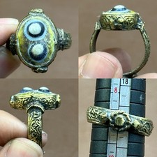 Collectible Ancient Roman Colorful Mosaic Glass Gold Plated ring