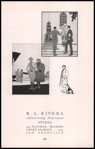 1924 R L Rivera Studio San Francisco Art Deco Pubblicità Illustrazioni Stampa Pubblicità