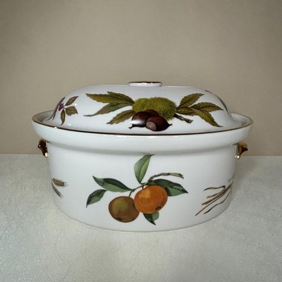 Royal Worcester Evesham Gold Oval Covered Casserole Dish Vintage Fine Porcelain