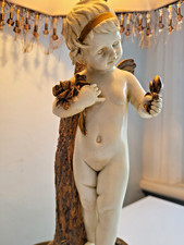 Vintage Style Cherub Lamp with Tassel Lampshade. 60cm. Working. Refxbhd.