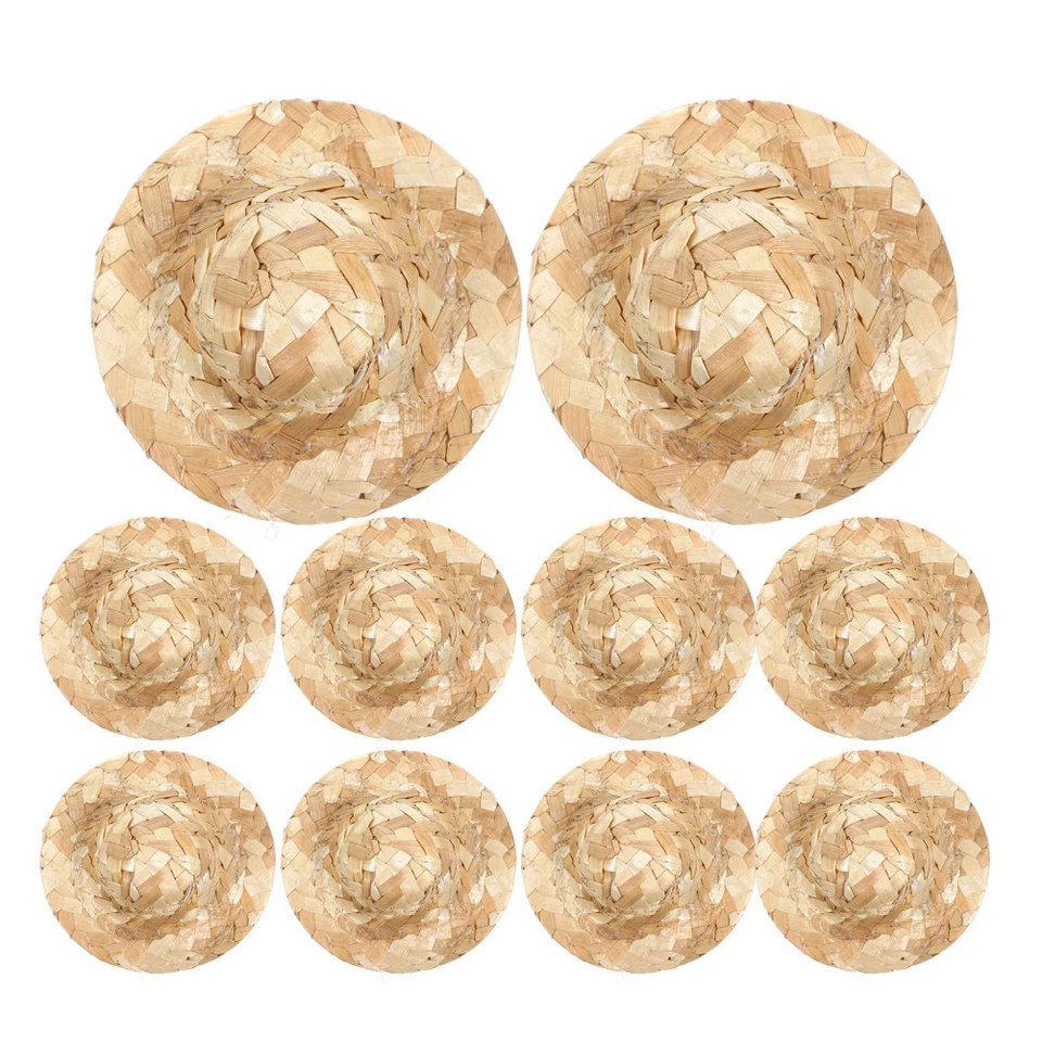  12 mini cappelli di paglia lavorati a maglia per bambole, cappelli di paglia - Immagine 2 di 4