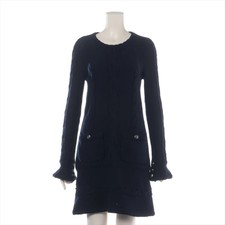 Chanel Wool & Cashmere Dress 34 Ladies' Navy Blue P59164K07763 Fluffing There a