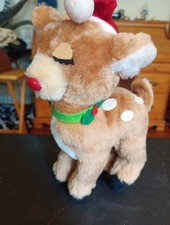 Dakin Rudolph Plush 1974 9" Felt Collar Holly Berries VINTAGE Great Condition