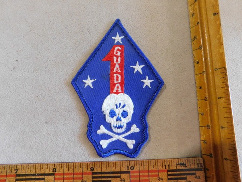 US Marine Corps Patch- 1st Marine Division SKULL CROSSBONES Iron On