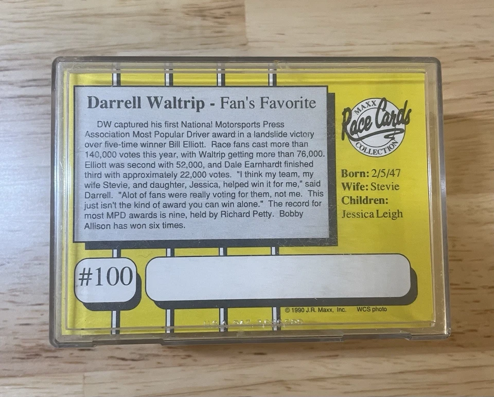 1990 Maxx Race Cards Complete Set #1–100 w/ Dale Earnhardt — NASCAR — NM - Image 3 of 3