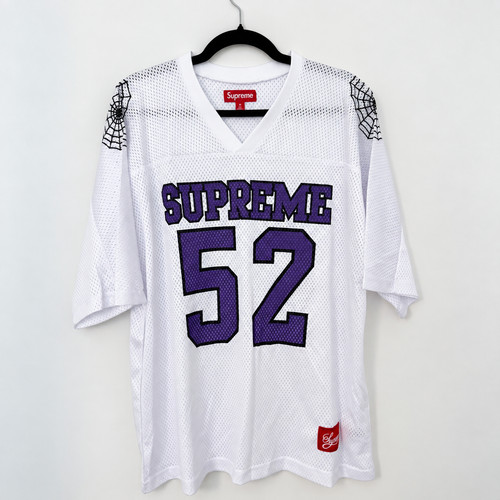 Supreme Spiderweb Football Jersey White Purple 52 Size M SS24 Pre-Owned