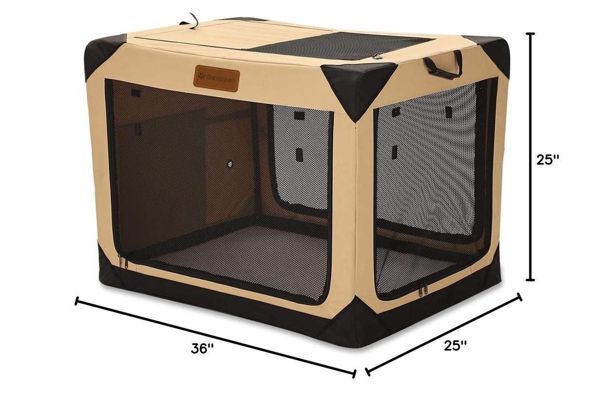 36 Inch Collapsible Soft Dog Crate for Large Dogs, 4-Door Foldable