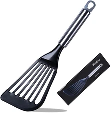 KSENDALO Fish Spatula Egg Flexible Slotted Turner Flipper, Silicone Coated Edged