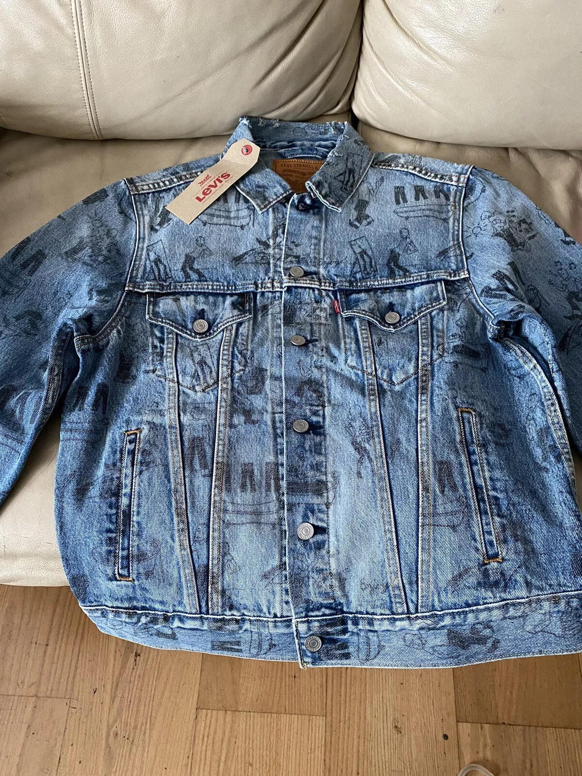 Veste en denim baignoire Levi's dessin animé camionneur taille S suprême, Ralph Lauren.