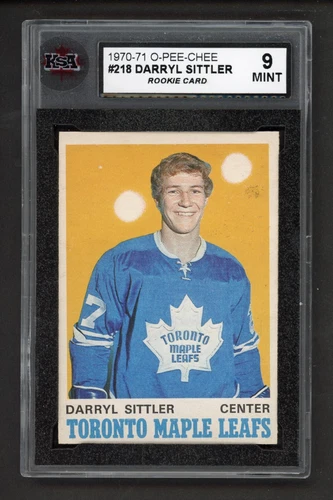 1970 71 OPC #218 DARRYL SITTLER ROOKIE CARD KSA 9 MINT