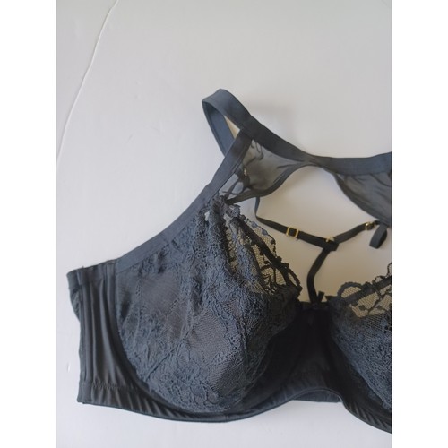 Cacique 44DDD Bra Lightly Lined French Balconette Sheer Lace Black Underwire New - Picture 5 of 8