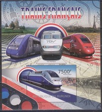 Timbres sur les Trains Français - Feuillet de timbres neufs ** ND du Burundi