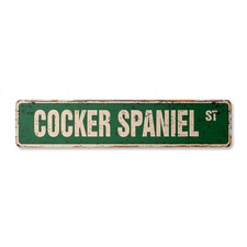 COCKER SPANIEL Vintage Street Sign Metal Plastic pet dog lover owner animal