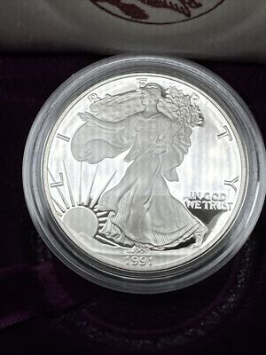 1991 S SILVER AMERICAN EAGLE PROOF DCAM! 1OZ SILVER BULLION