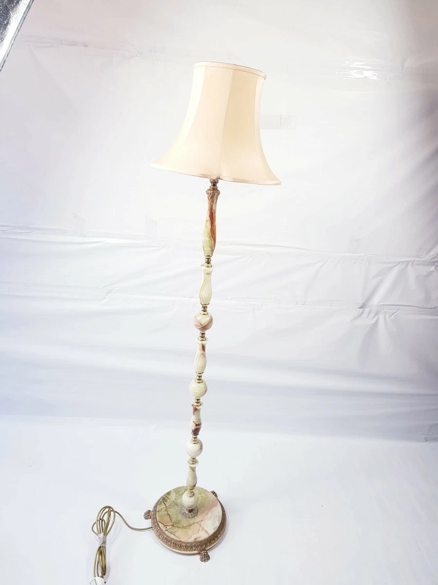 Vintage brass Onyx standard lamp floor standing lamp WITH shade RARE