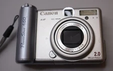 Canon PowerShot A60 2.0MP Digital Camera - Silver- No memory. No batteries-Works