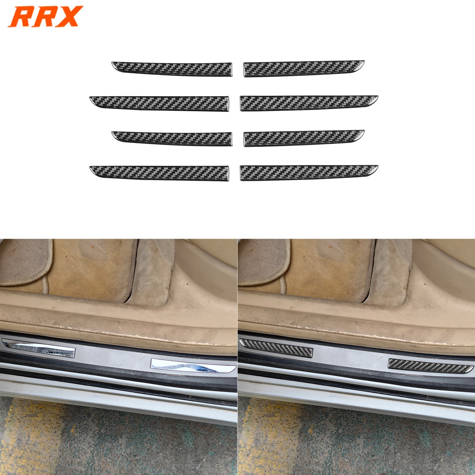 8Pcs Carbon Fiber Interior Door Sill Pedal Cover For BMW 7 Series E65 E66 02-08