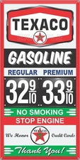TEXACO GAS STATION PRICE PER GALLON OLD PUMP SIGN REMAKE ALUMINUM SIZE OPTIONS