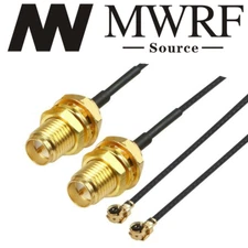 2 x Mini PCI U.FL / IPX to RP-SMA Female (w/ a PIN) Antenna WiFi Pigtail Cables