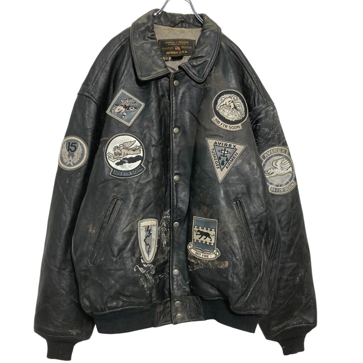 AVIREX FLIGHT DECK VEST フード付 Original Rare Vintage 80s Avirex Type B-9 Old Leather Flight