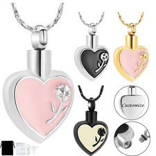Cremation Jewelry Rose Flower Heart Urn Necklaces for Ashes Memorial Urn Pendant