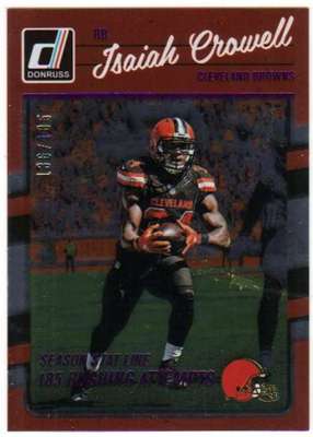2016 Donruss Football Season Stat Line /185 #72 Isaiah Crowell Browns