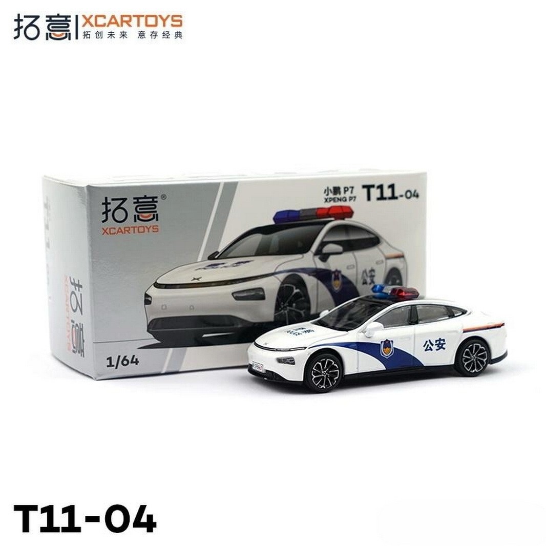 For XCARTOYS 1/64 Scale XPENG P7 Police Diecast Car Model Toy Collection Gift
