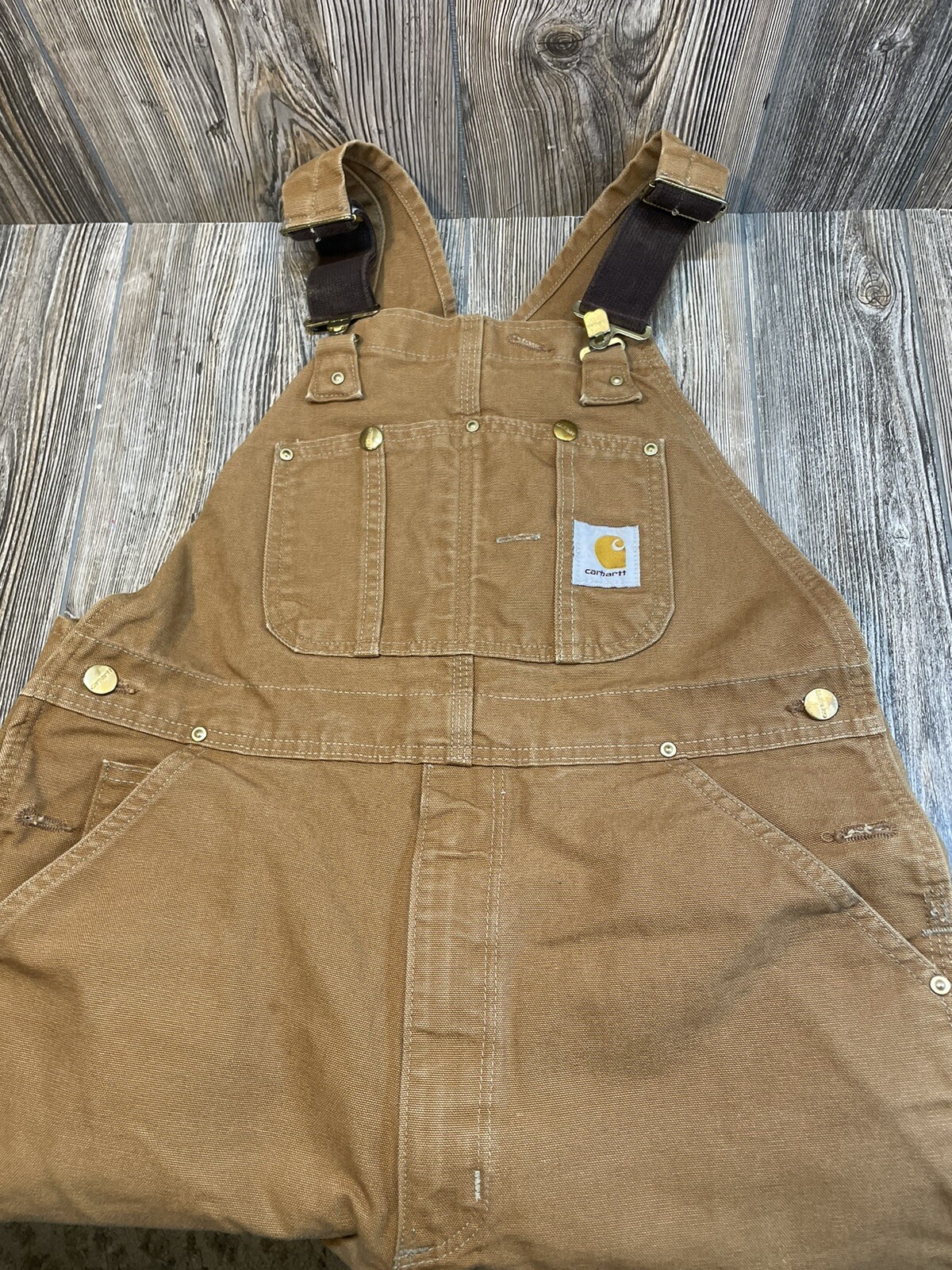 Men's Carhartt Brown Duck Bib Overalls R01 Size 36X25 RN14806 eBay